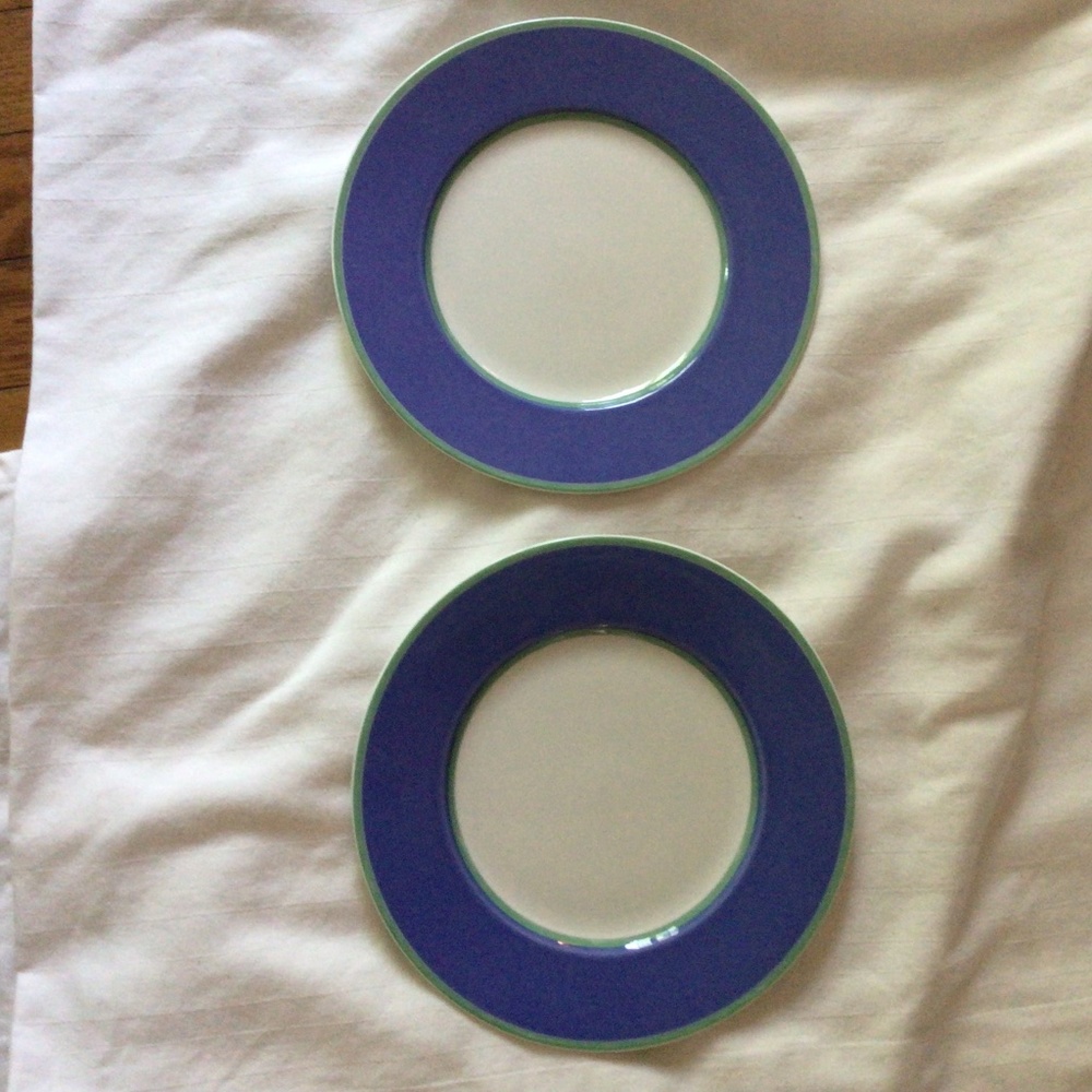 Two Authentic Fitz and Floyd 8.5” Blue Green plates